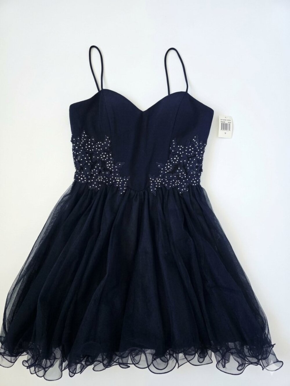 Party Dress Navy Blue w/ Lace Appliques NWT